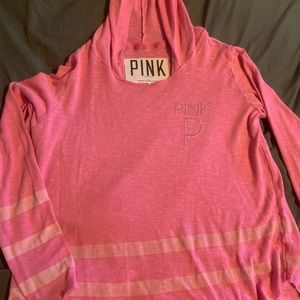 PINK lightweight hooded sweater size L pink